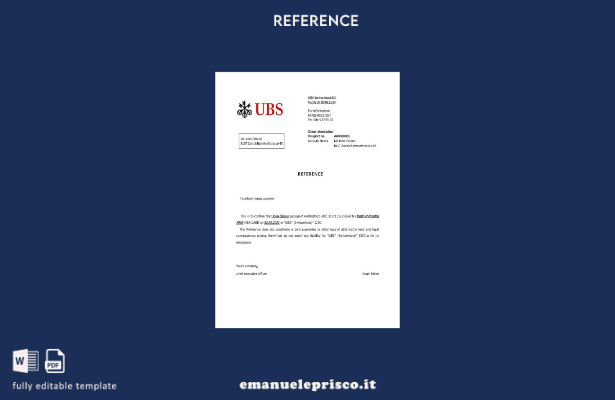 modello di riferimento chiusura UBS Svizzera stile verificato